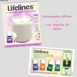 (NEW) Lifelines Flameless Candle Diffuser with Essential Oil Refills